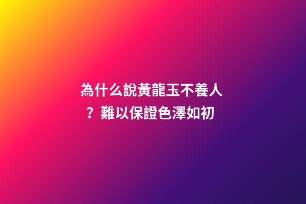 為什么說黃龍玉不養人？難以保證色澤如初